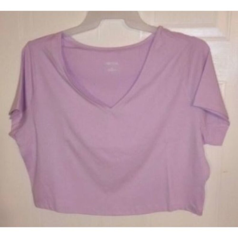 Wild Fable Plus Size Short Sleeve V-Neck Cropped T-Shirt Light Purple 2X